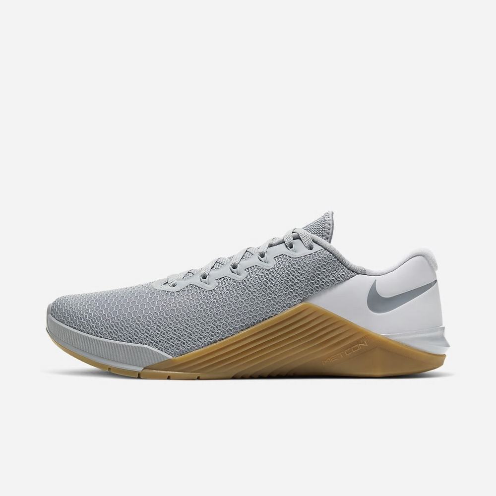 Chaussure De Crossfit Nike Metcon 5 Grise 7590-168 Wolf Grey/White/Gum Medium Brown/Wolf Grey Homme | XRF-73732498